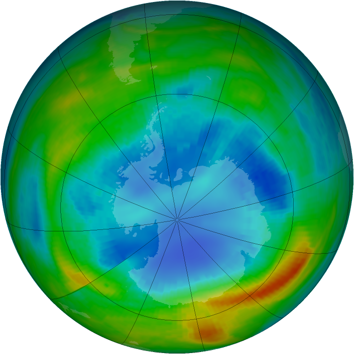 Antarctic ozone map for 26 August 1985